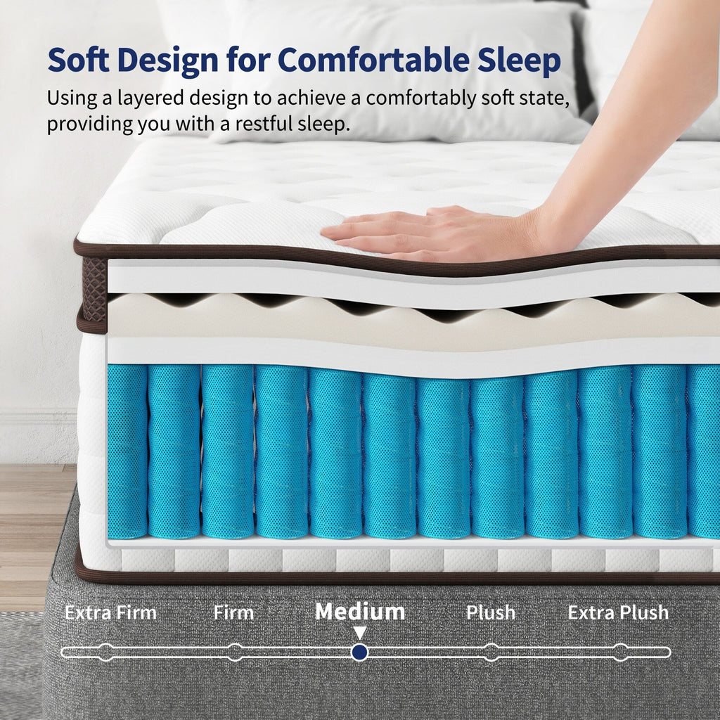 Matelas hybride en mousse à mémoire de forme 10 pouces - Soutien mi-ferme avec ressorts renforcés pour soulager les points de pression, certifié CertiPUR-US