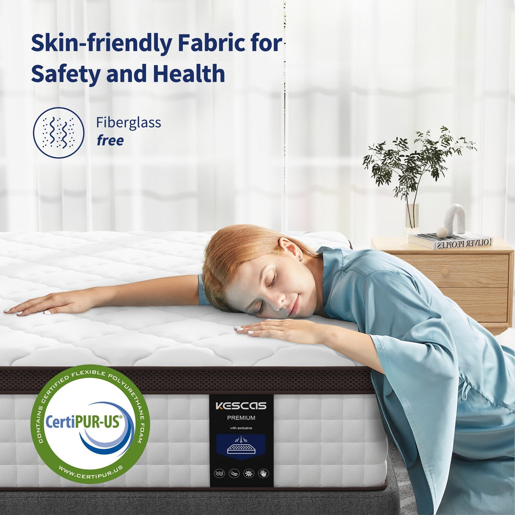 Matelas hybride en mousse à mémoire de forme 10 pouces - Soutien mi-ferme avec ressorts renforcés pour soulager les points de pression, certifié CertiPUR-US