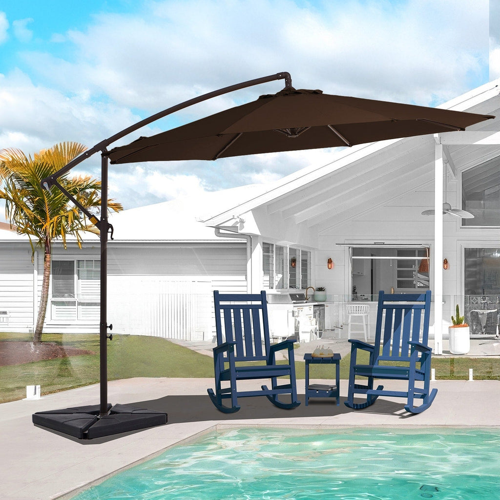 Parasol déporté à manivelle en acier de 3 m avec base lestée