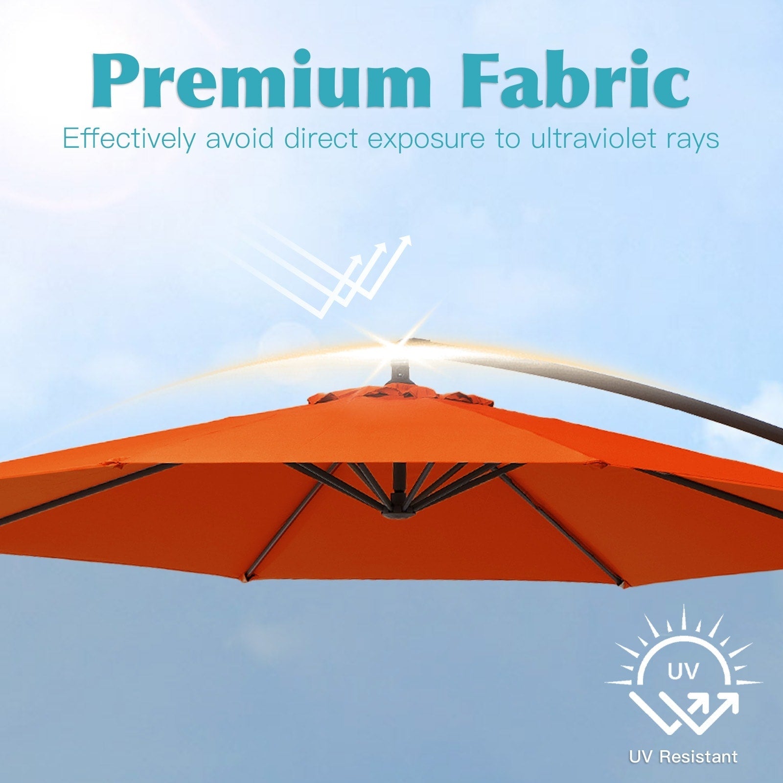 Parasol déporté à manivelle en acier de 3 m avec base lestée