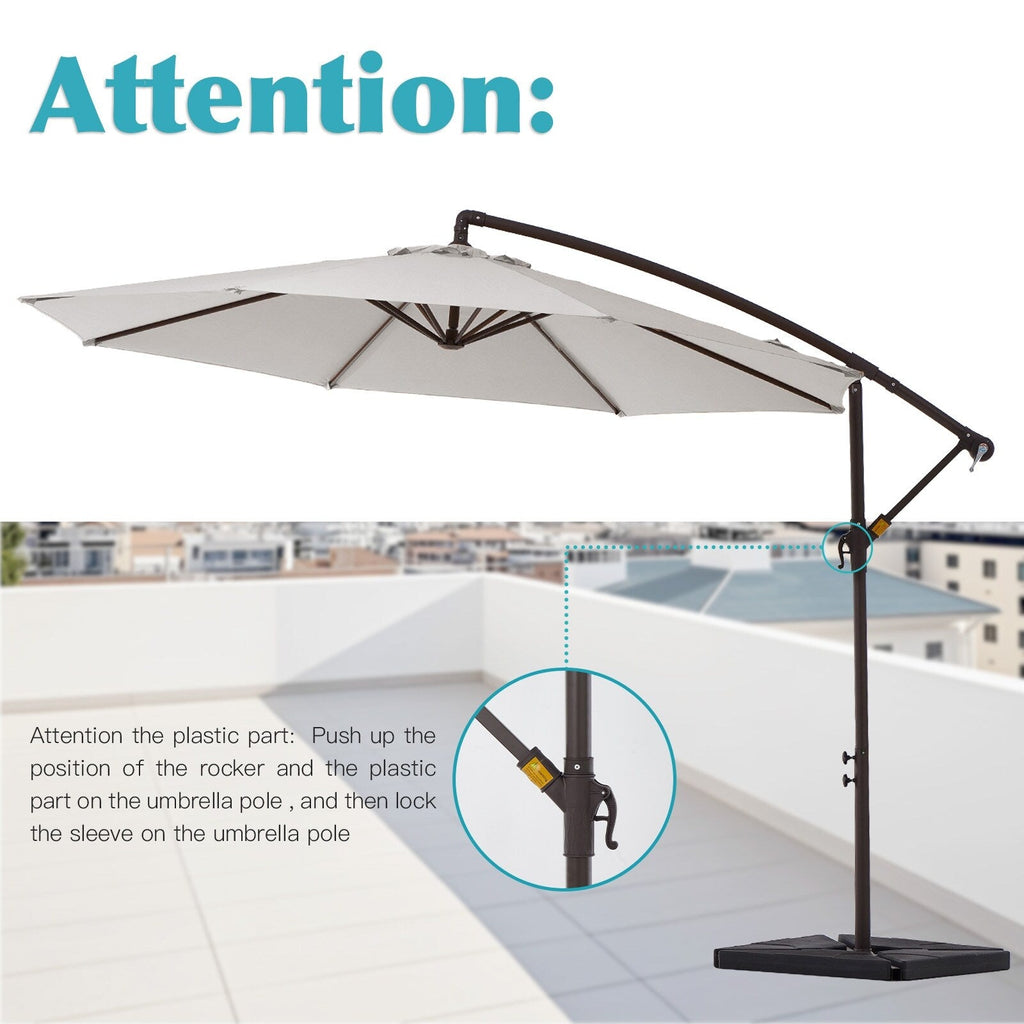 Parasol déporté à manivelle en acier de 3 m avec base lestée