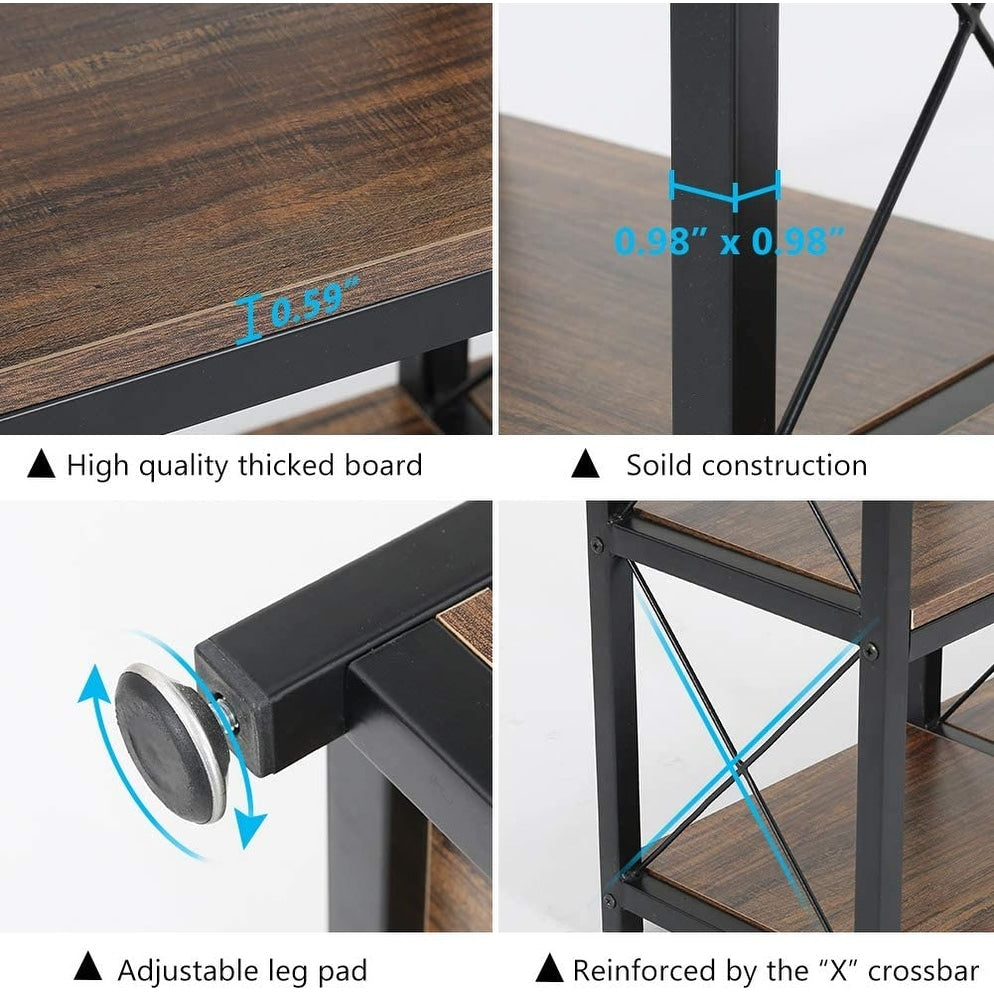 Bibliothèque échelle à 12 étagères, bibliothèque d'angle de style industriel