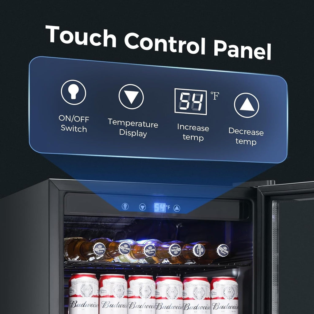 Réfrigérateur à boissons de 145 canettes, mini-réfrigérateur de 4,4 pi³ avec porte vitrée pour sodas, bières et vins – Façade transparente pour la maison, le bureau ou le bar