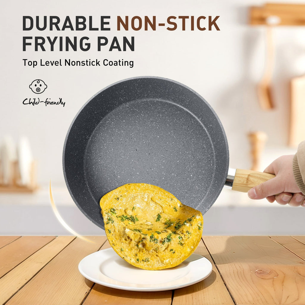 Ensemble de 17 pièces de batterie de cuisine en granit, comprenant casseroles et poêles antiadhésives