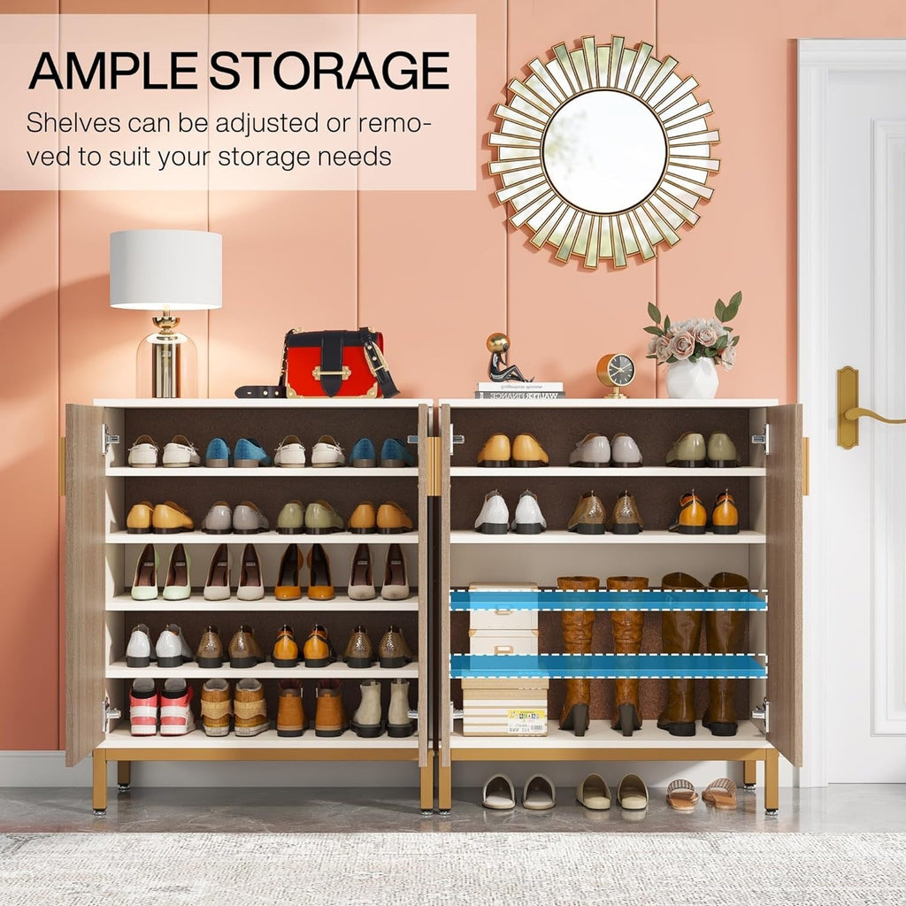 Meuble à chaussures moderne avec portes, 6 niveaux, pour 20 paires de chaussures, idéal pour l'entrée.