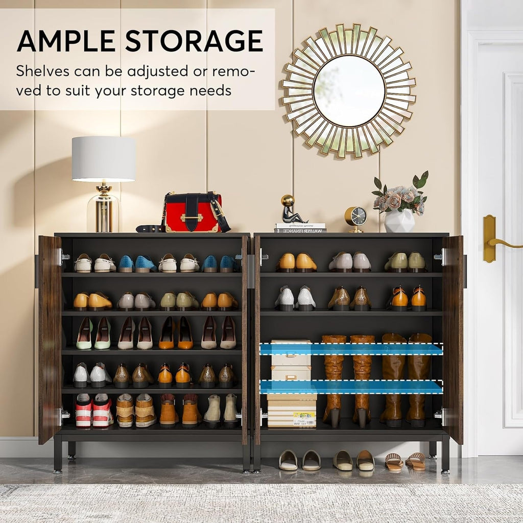 Meuble à chaussures moderne avec portes, 6 niveaux, pour 20 paires de chaussures, idéal pour l'entrée.