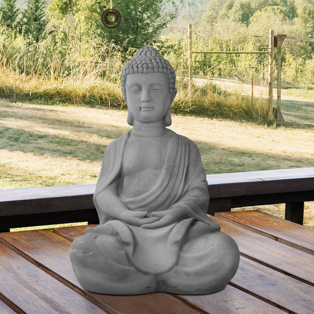 Statue de Bouddha méditant en béton léger de 65 cm (25,6 po)