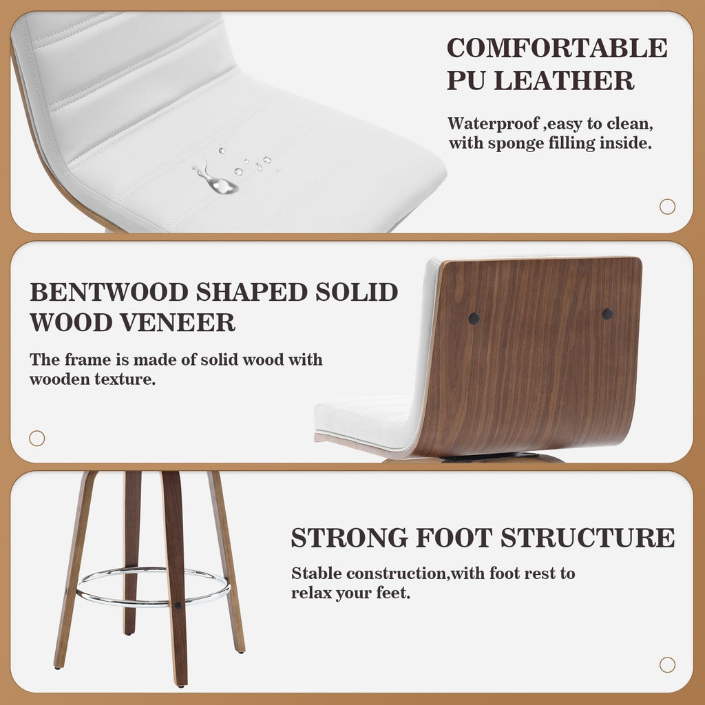 Tabourets de bar/comptoir pivotants en similicuir 26/29, lot de 2/3