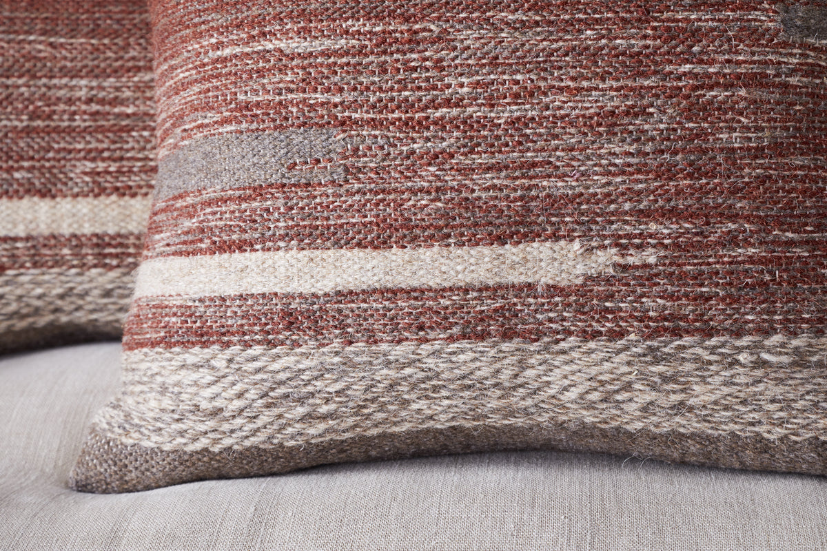 Housse de coussin en laine Aakash - Rouille