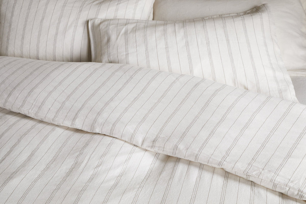 Housse de couette Anta en chanvre et coton - Vert sauge