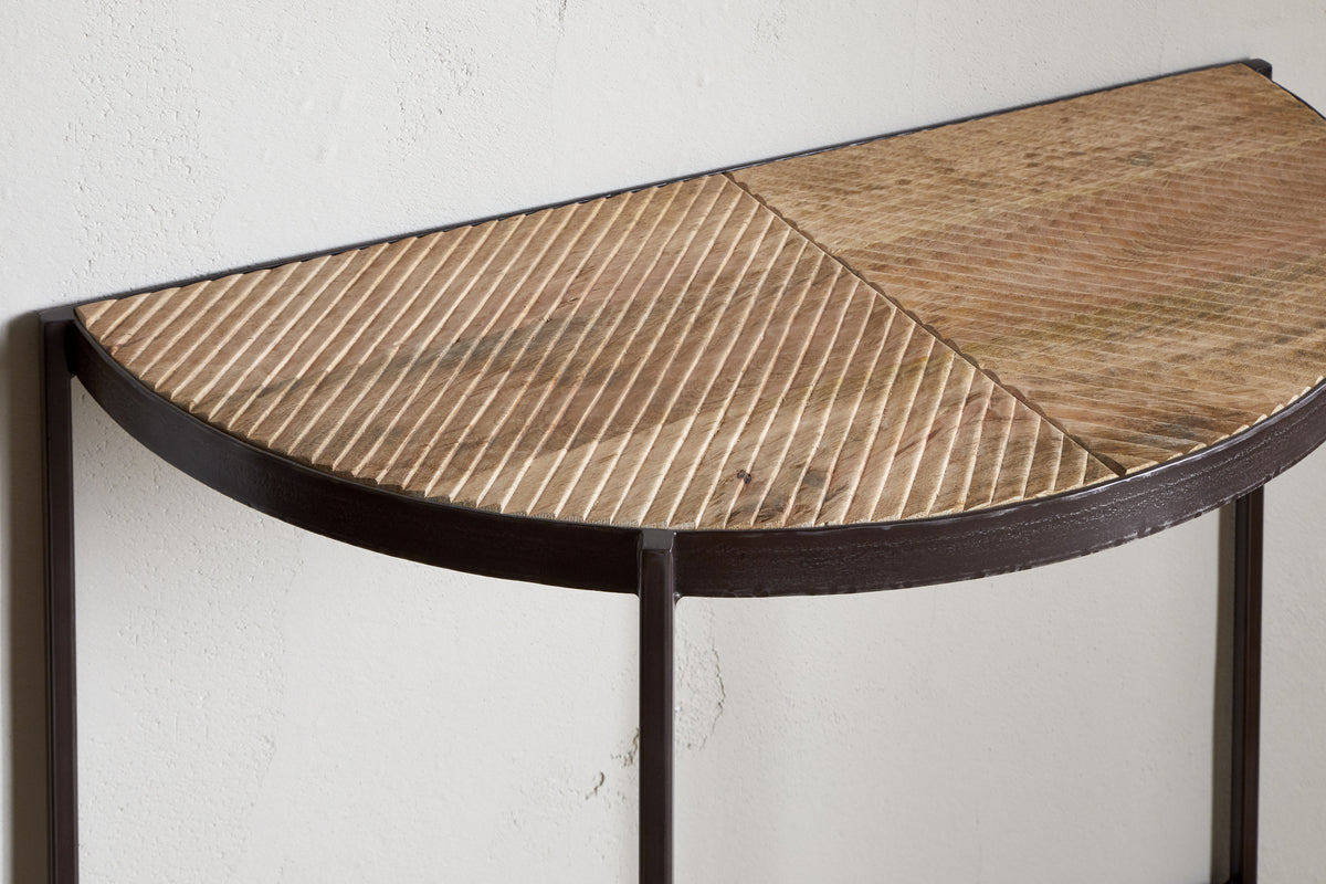 Console demi-lune Aasha en bois de manguier - Naturel