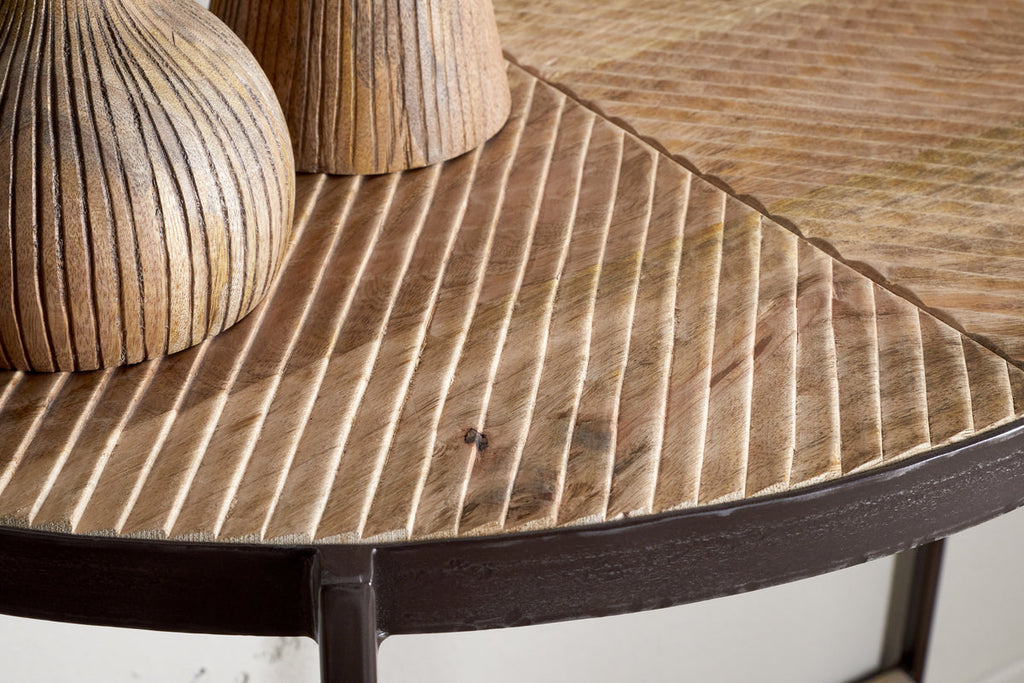 Console demi-lune Aasha en bois de manguier - Naturel