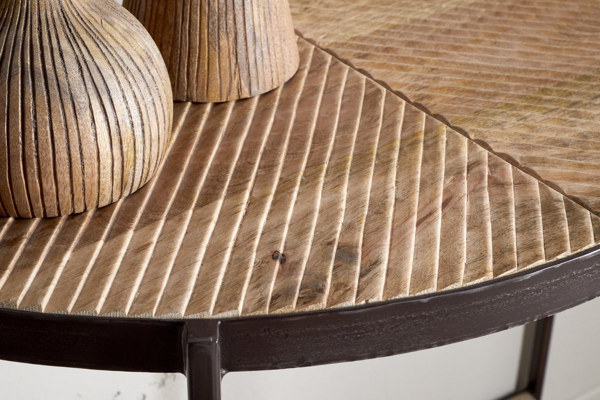 Console demi-lune Aasha en bois de manguier - Naturel