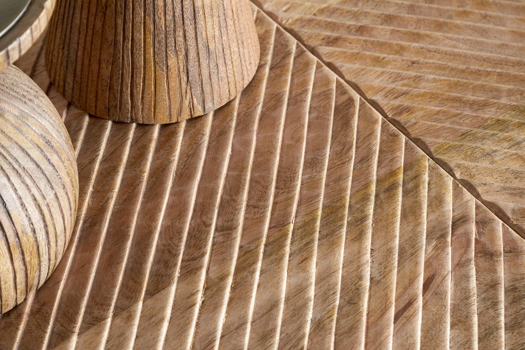 Console demi-lune Aasha en bois de manguier - Naturel