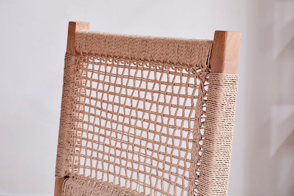 Chaise de salle à manger en bois de manguier et corde Aamani - Naturel