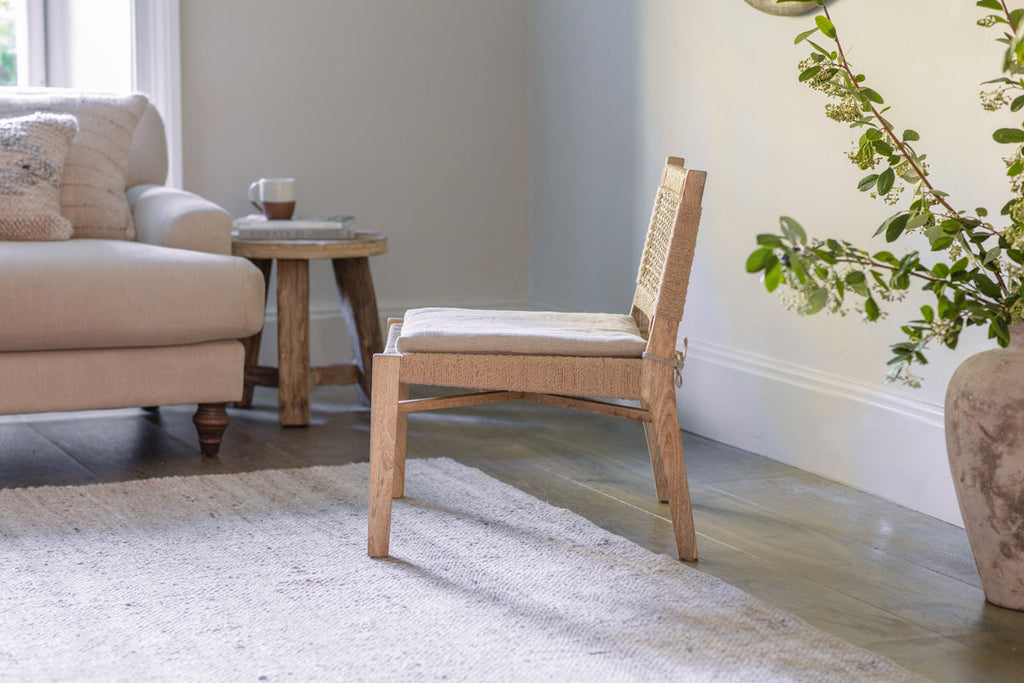 Chaise d'appoint en bois de manguier et corde Aamani - Naturel