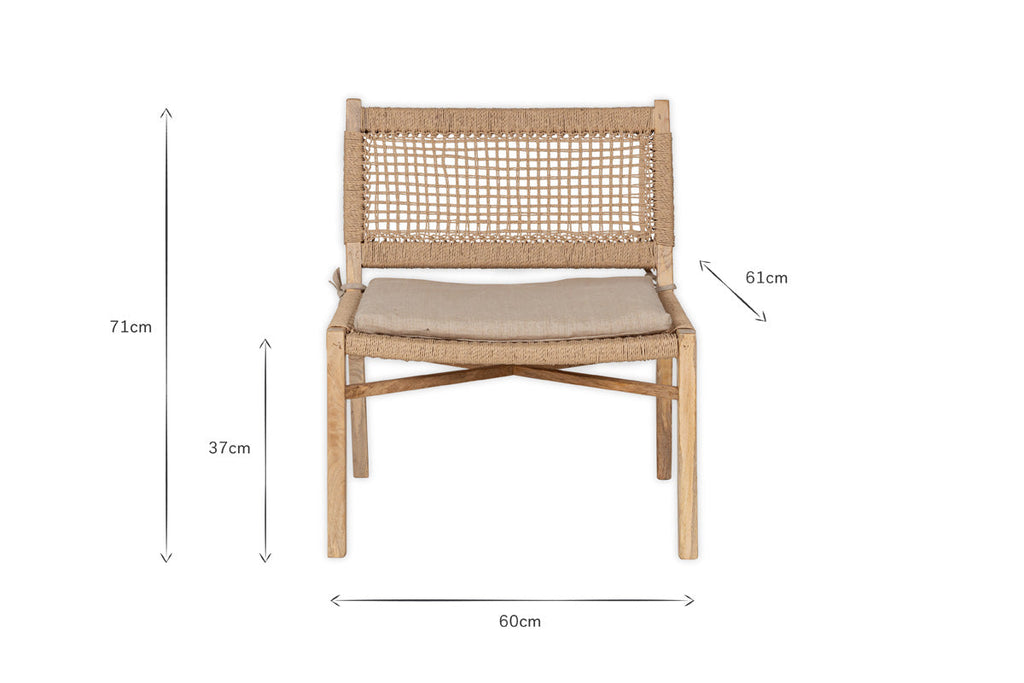 Chaise d'appoint en bois de manguier et corde Aamani - Naturel
