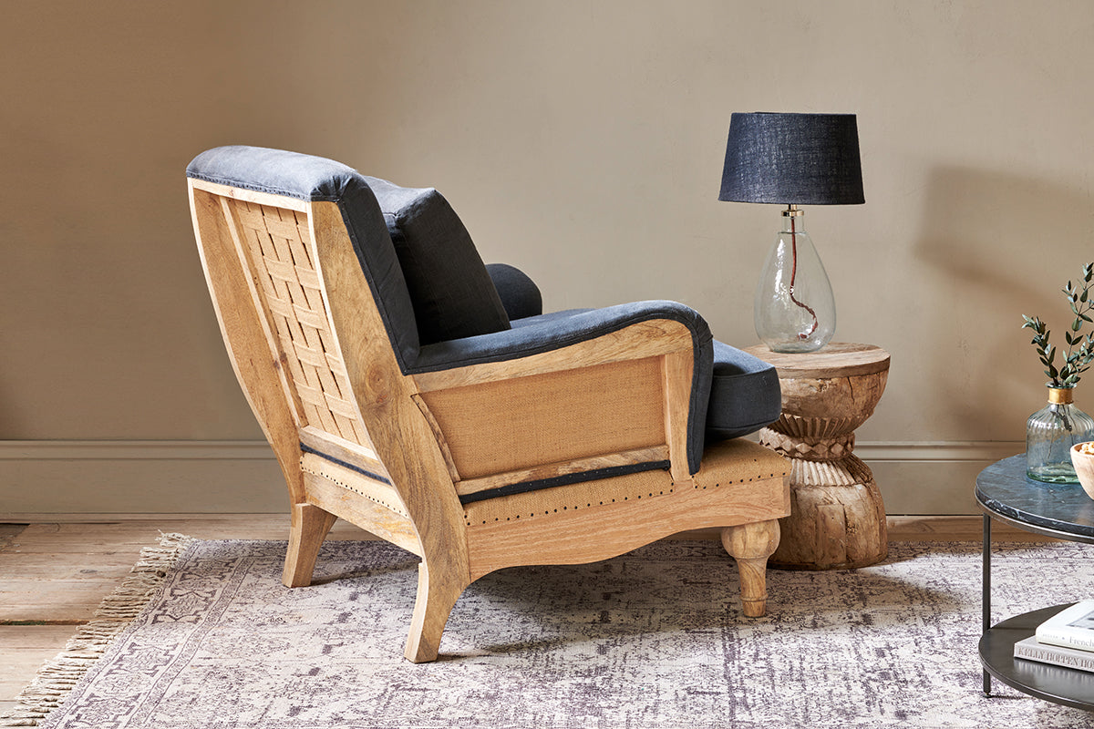 Fauteuil Abe en lin déstructuré - Anthracite