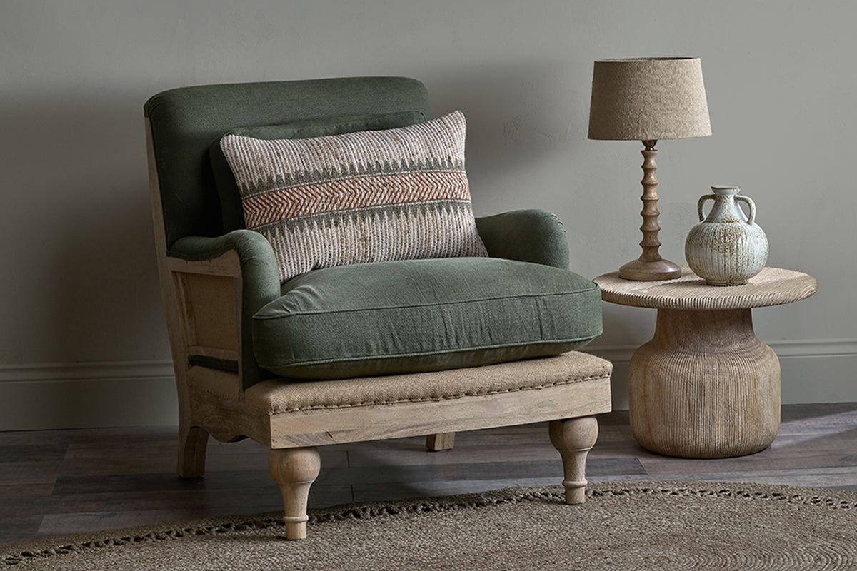 Fauteuil Abe en lin déstructuré - Olive