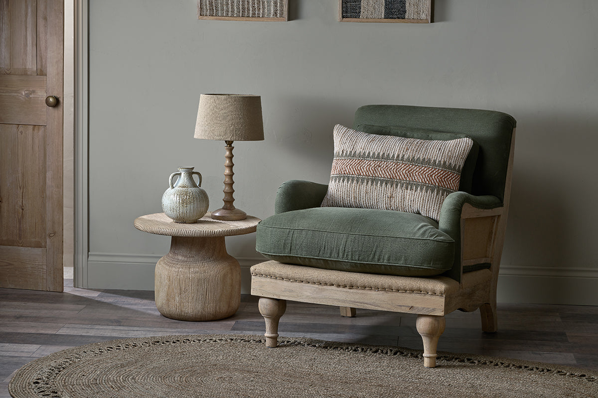 Fauteuil Abe en lin déstructuré - Olive