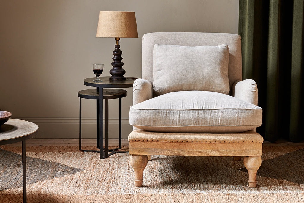 Fauteuil Abe en lin déstructuré - Pierre