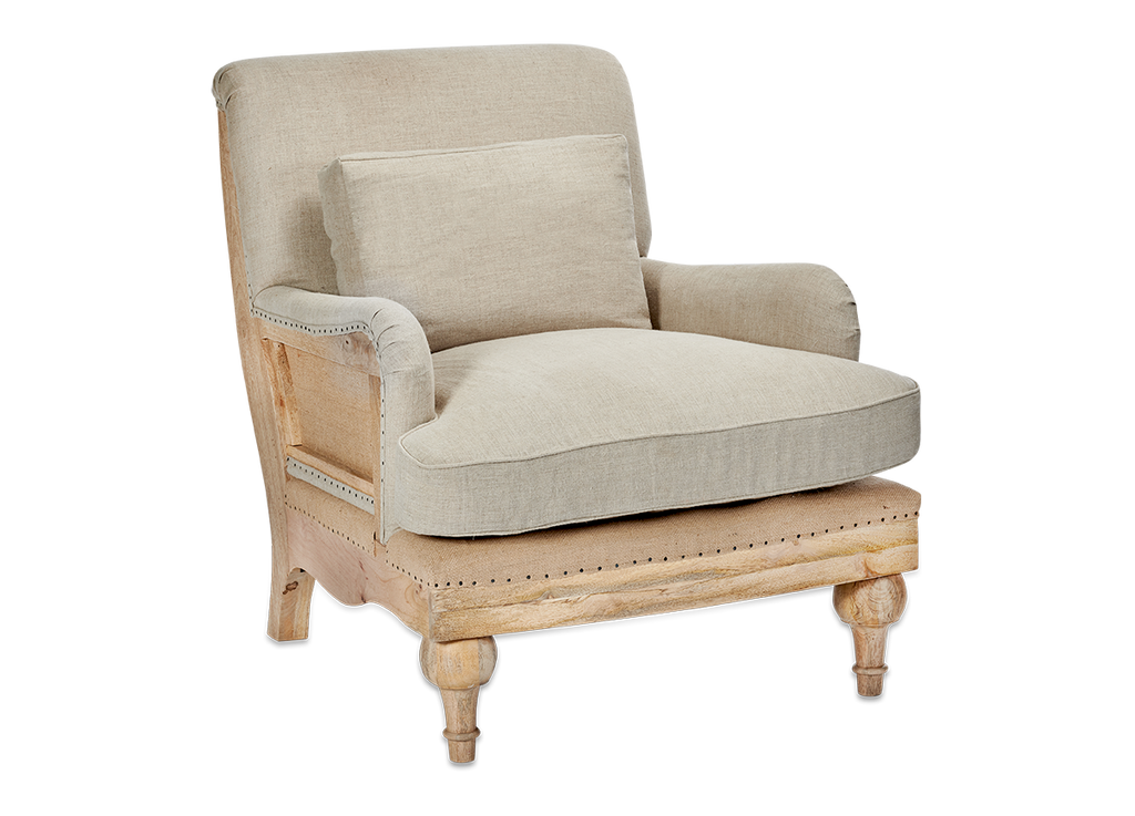 Fauteuil Abe en lin déstructuré - Pierre