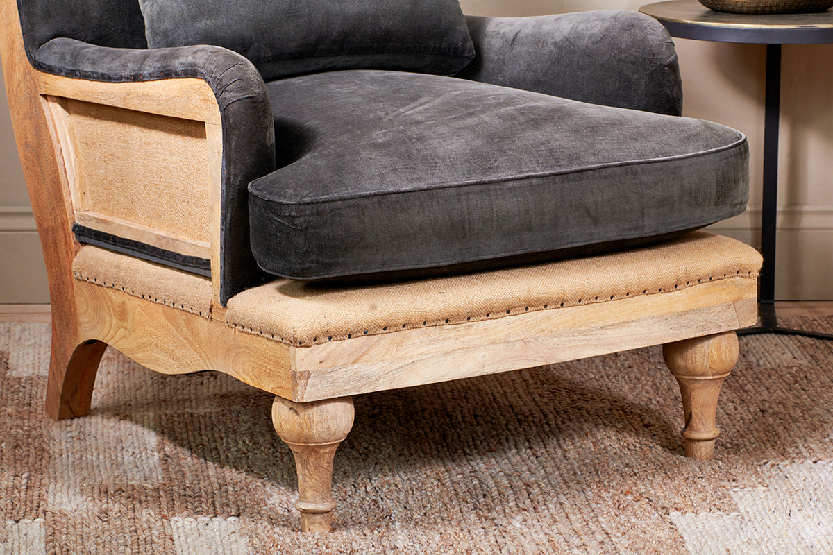 Fauteuil Abe en velours déstructuré - Mousse