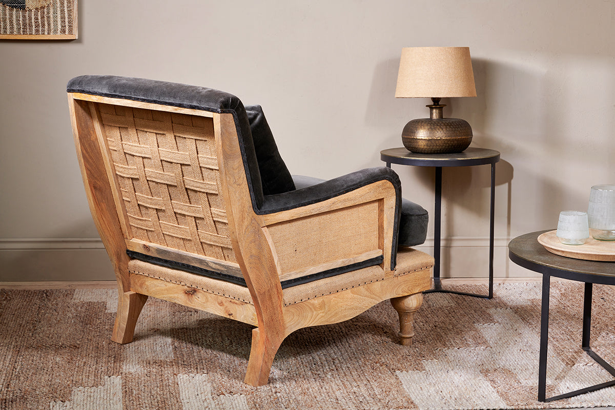 Fauteuil Abe en velours déstructuré - Mousse