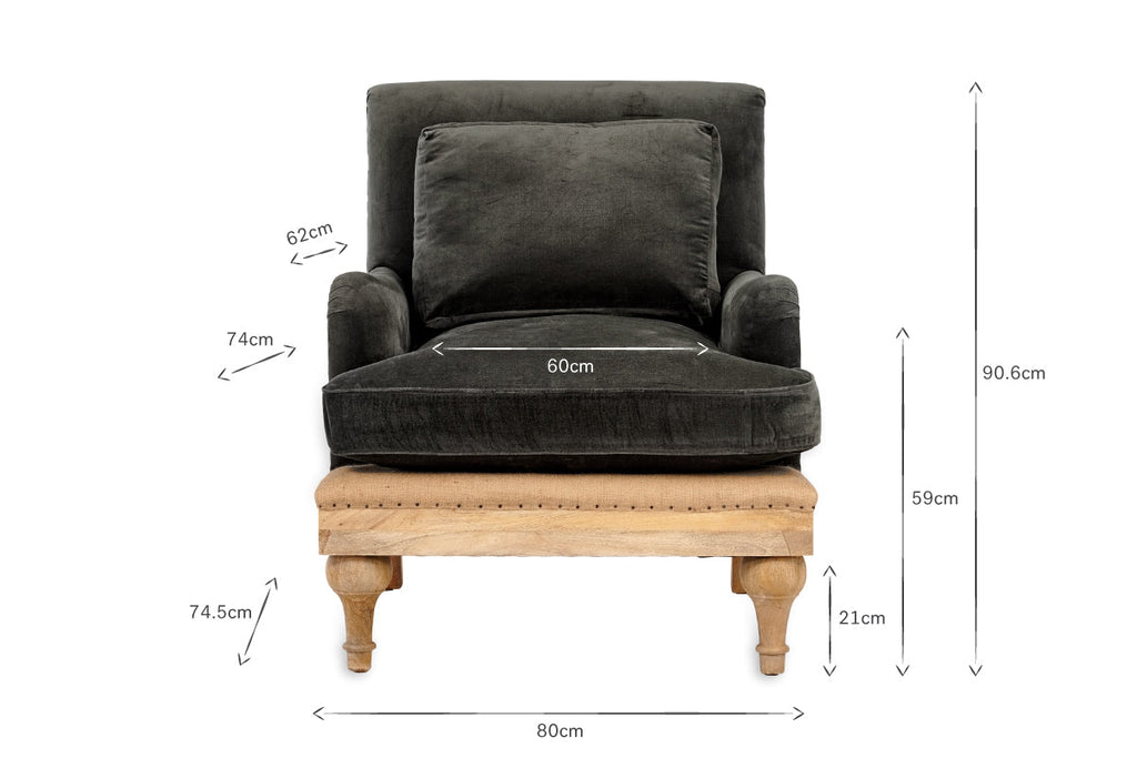 Fauteuil Abe en velours déstructuré - Mousse
