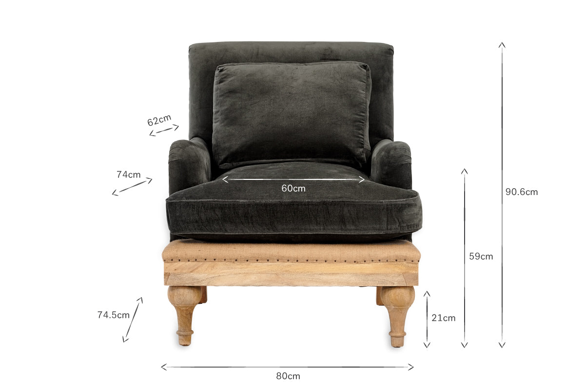 Fauteuil Abe en velours déstructuré - Mousse