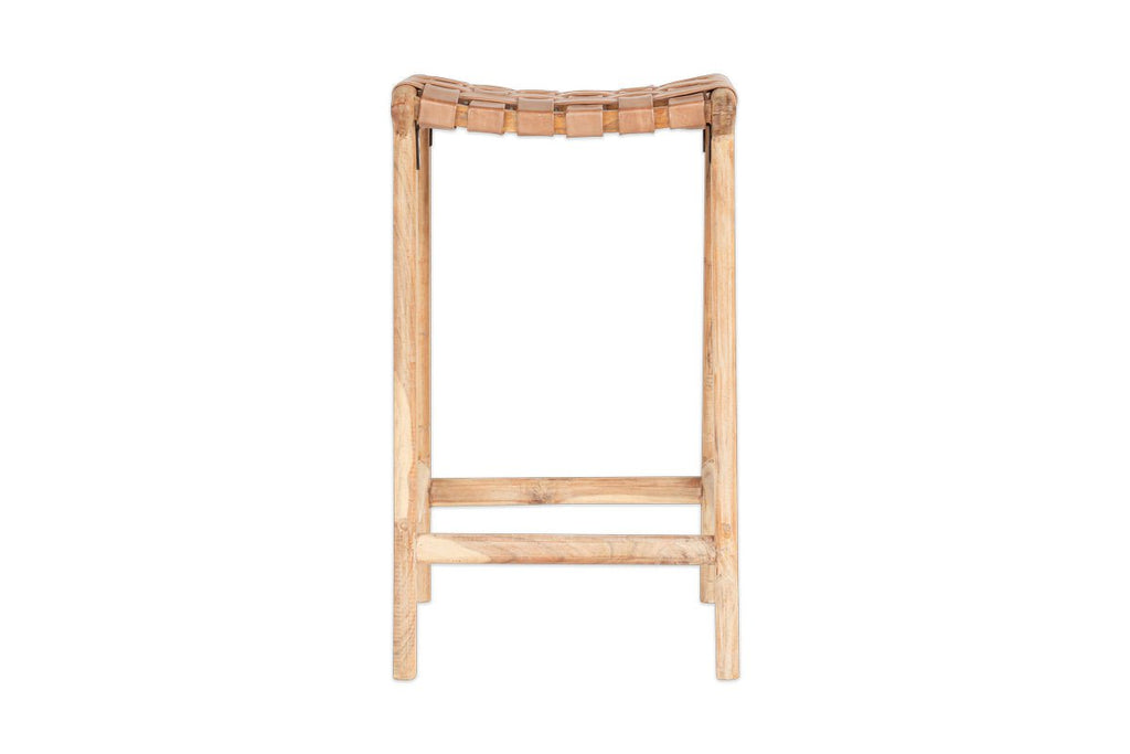 Tabouret de bar Adembi en cuir tressé