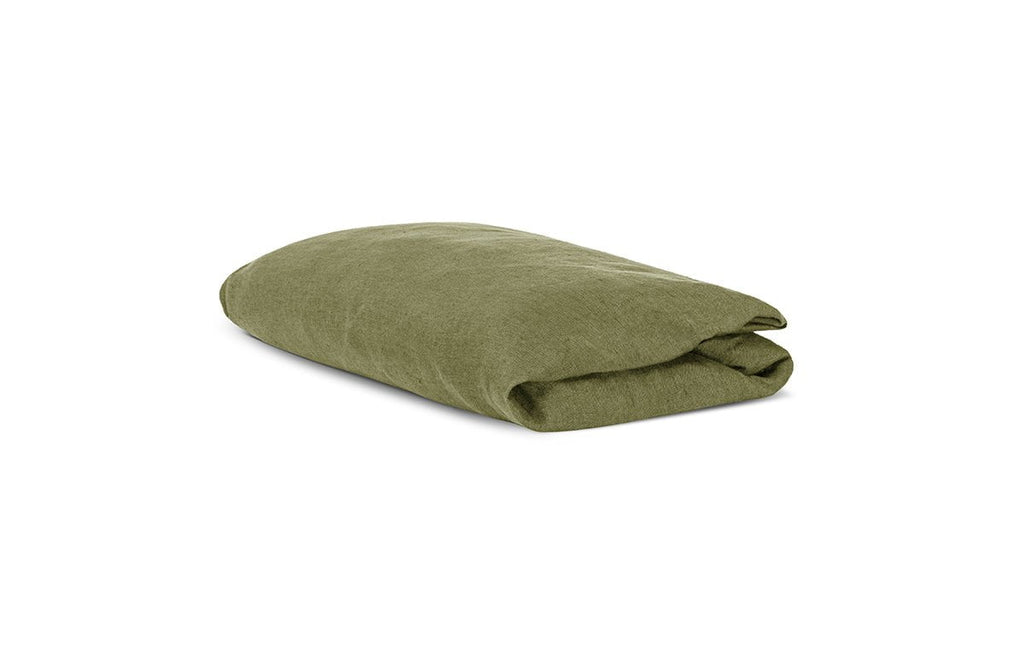Drap-housse en lin Adya - Olive