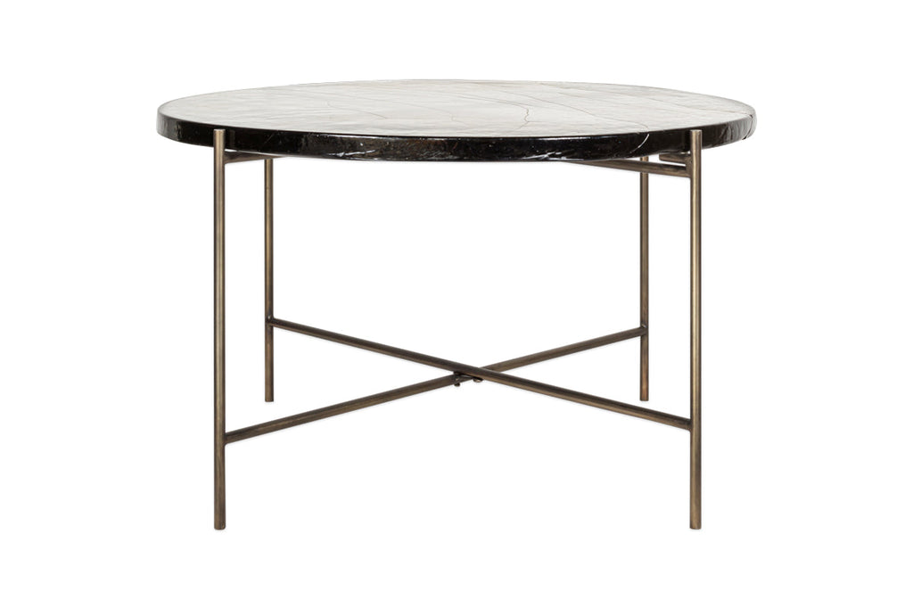 Table basse en verre Aluva - Transparent et laiton antique