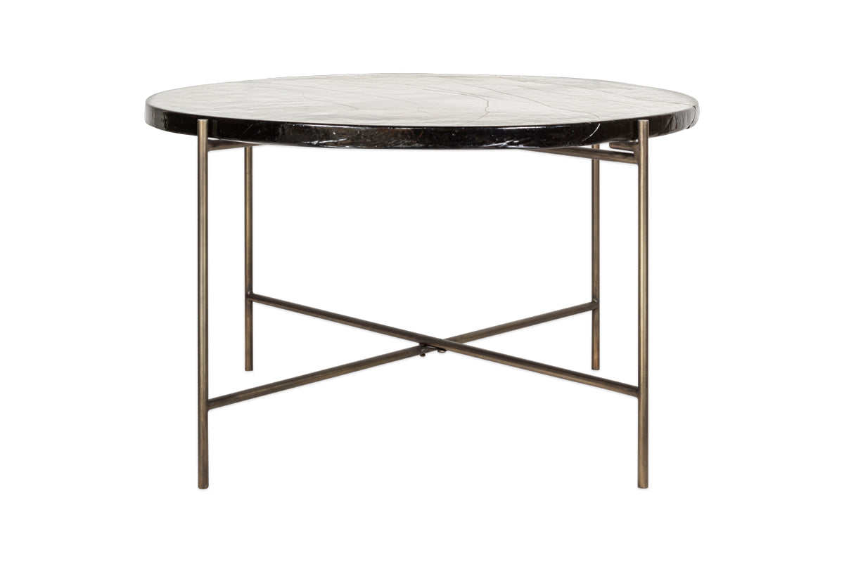 Table basse en verre Aluva - Transparent et laiton antique