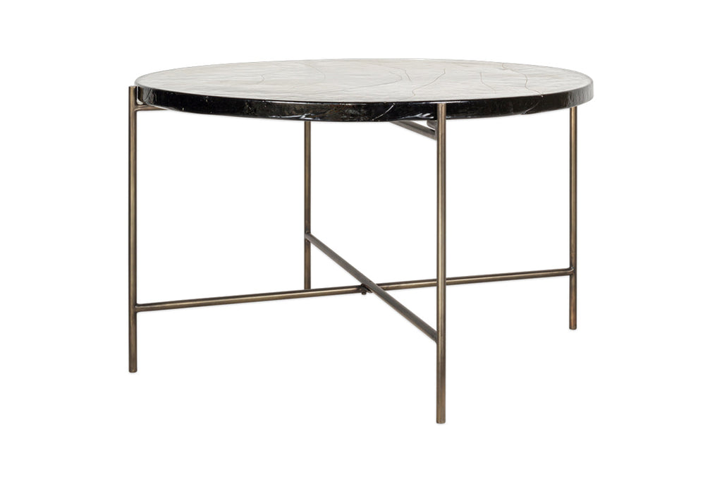 Table basse en verre Aluva - Transparent et laiton antique