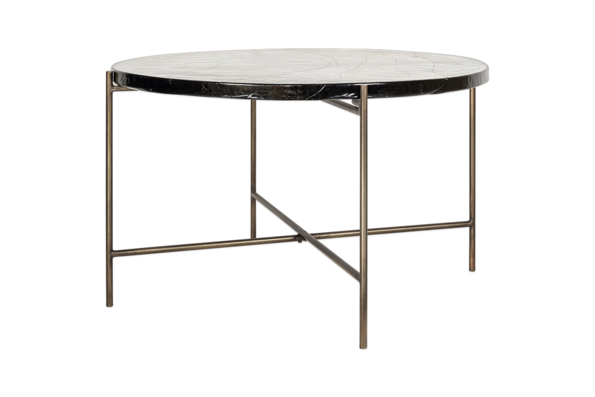 Table basse en verre Aluva - Transparent et laiton antique