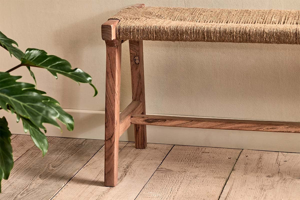 Banc en acacia et jute tressé d'Amhara