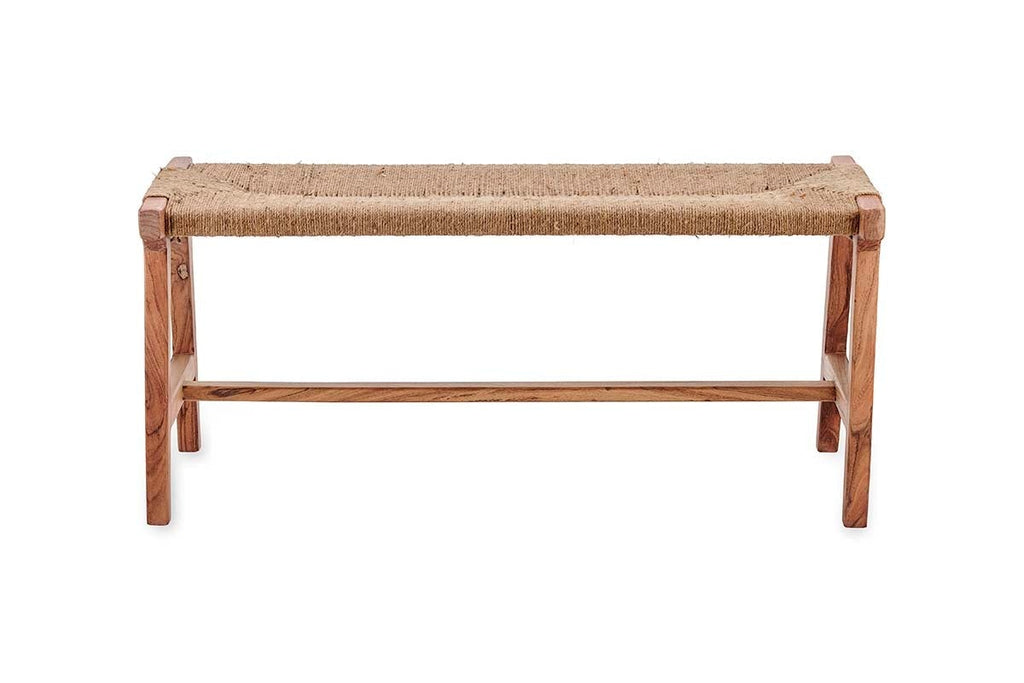 Banc en acacia et jute tressé d'Amhara