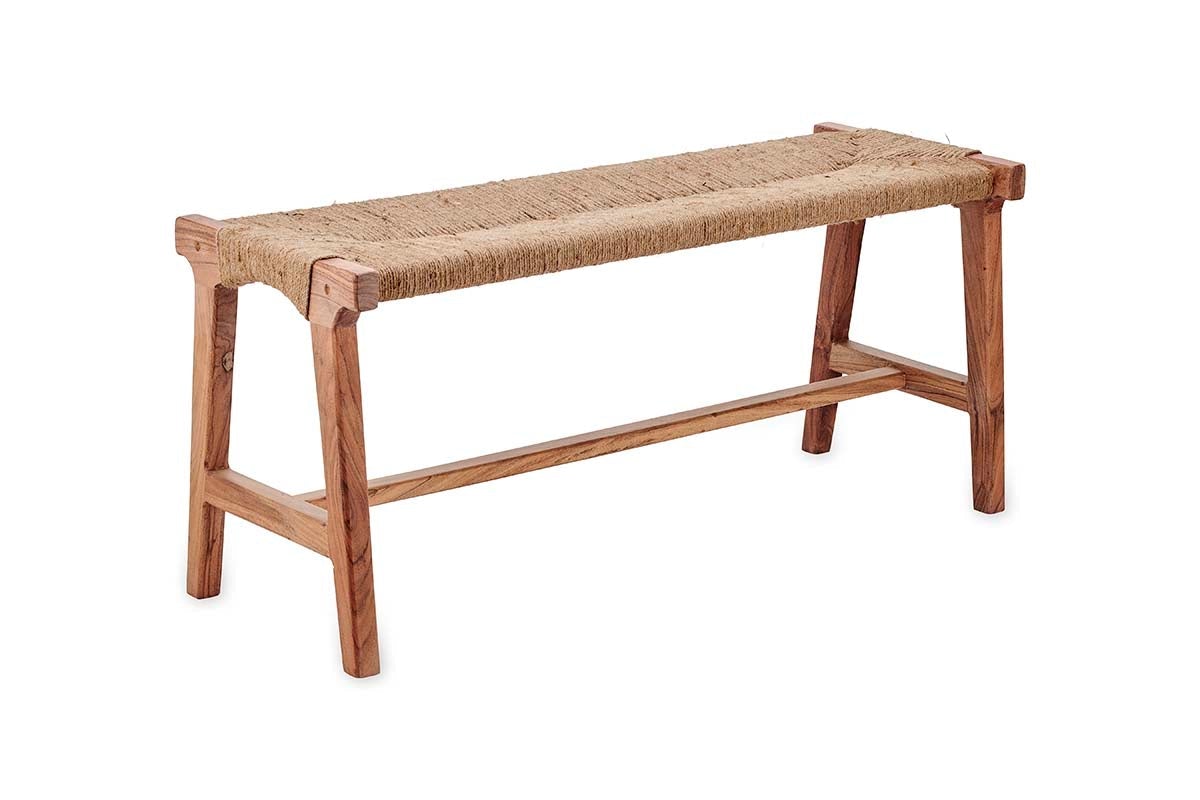 Banc en acacia et jute tressé d'Amhara