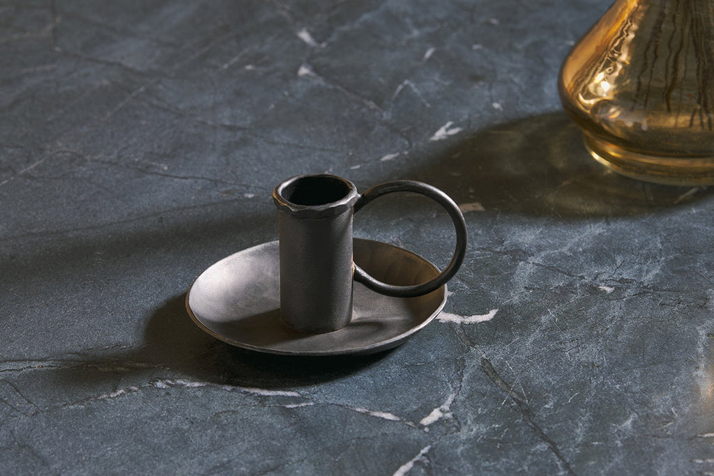 Bougeoir en fer Amri - Noir antique