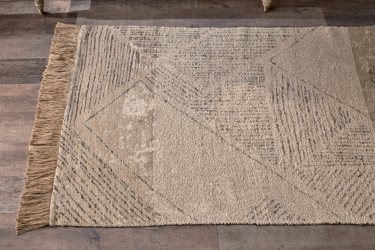 Tapis Anaisha en coton et jute - Naturel et gris