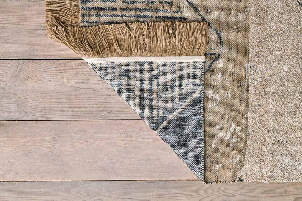 Tapis Anaisha en coton et jute - Naturel et gris