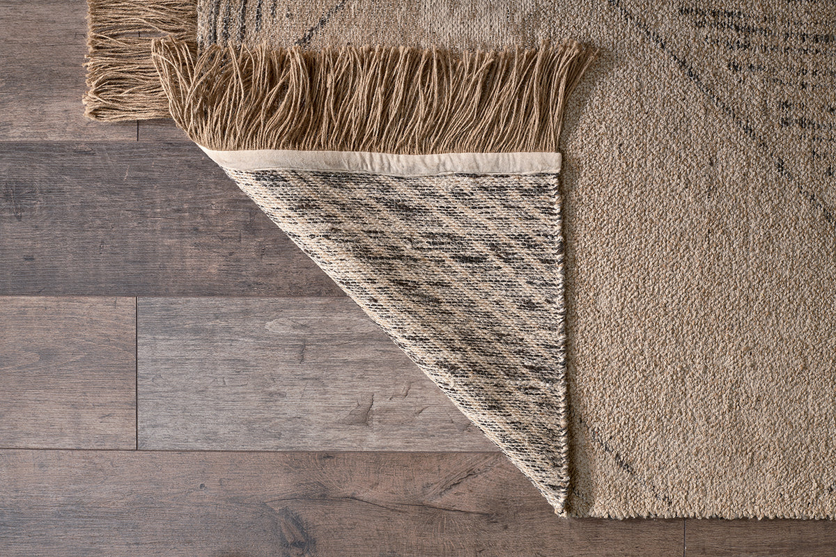 Tapis Anaisha en coton et jute - Naturel et gris