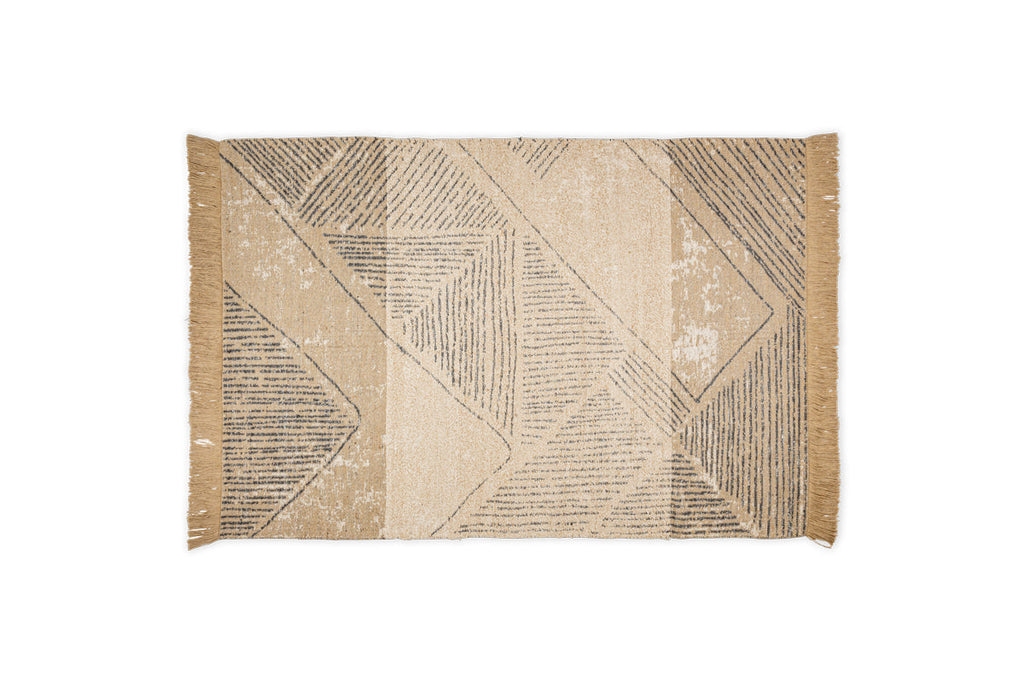 Tapis Anaisha en coton et jute - Naturel et gris