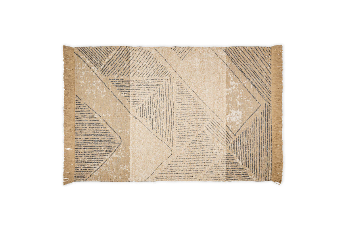 Tapis Anaisha en coton et jute - Naturel et gris
