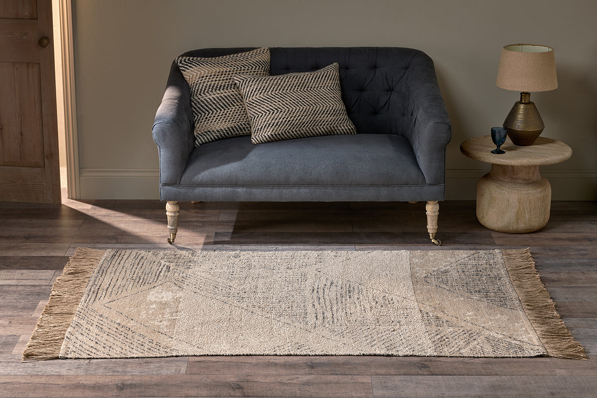 Tapis Anaisha en coton et jute - Naturel et gris