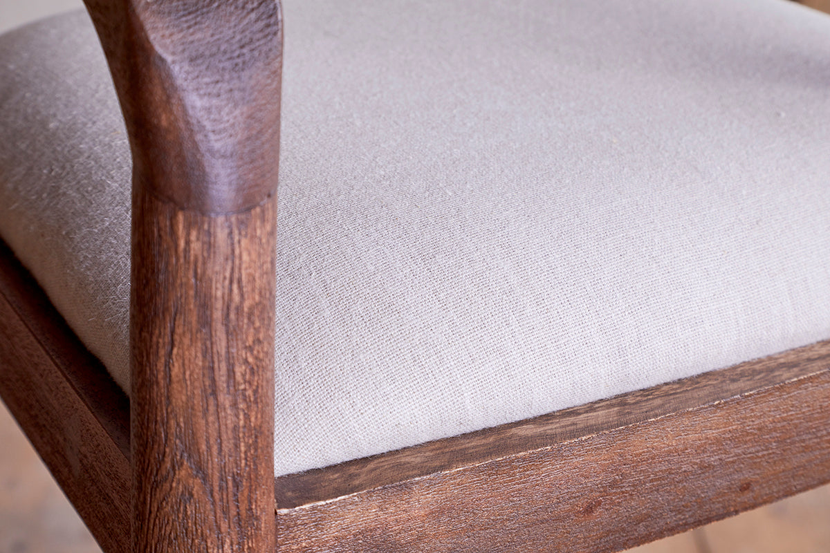 Chaise de comptoir Anbu en acacia rembourrée - Noyer lavé