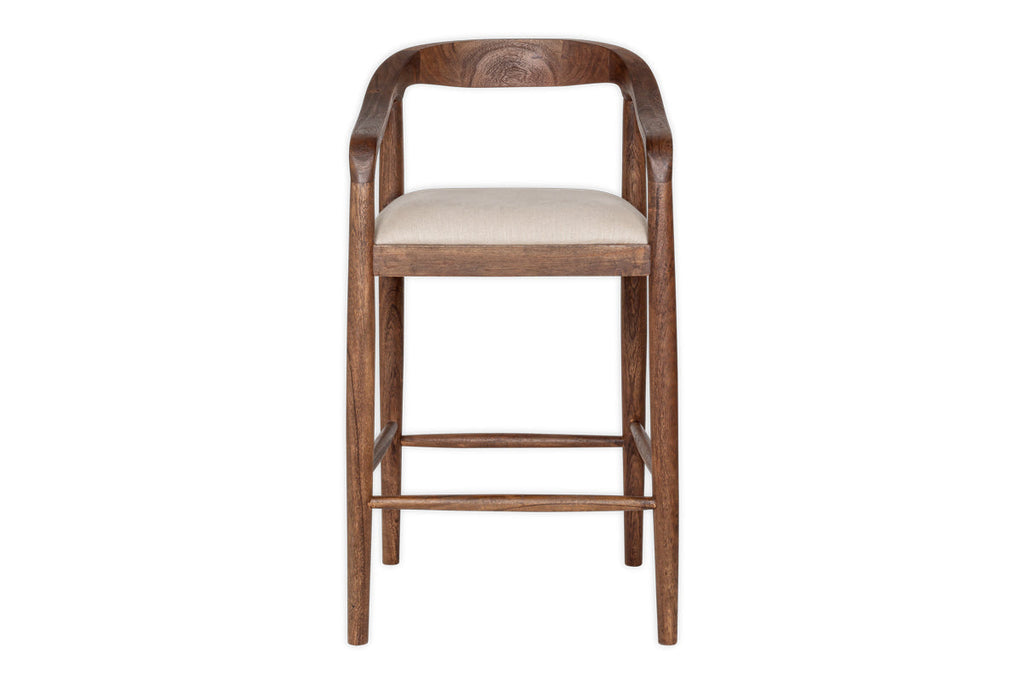 Chaise de comptoir Anbu en acacia rembourrée - Noyer lavé