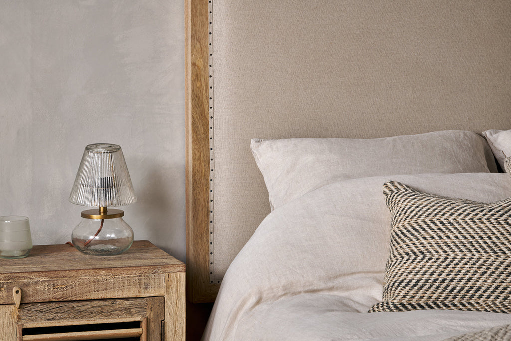 Tête de lit rembourrée en lin Anesha - Naturel