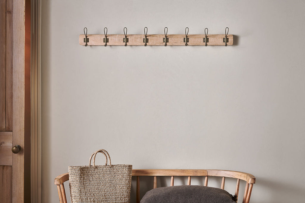 Crochets Ankita en bois de manguier et fer - Laiton naturel et antique - Grand modèle